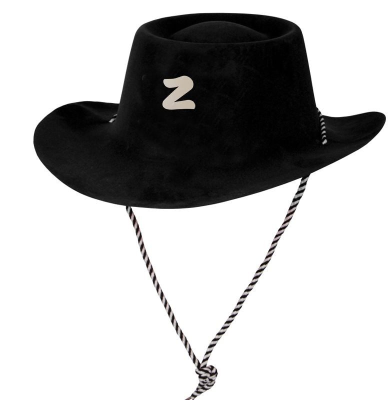 Siyah Renk Plastik Üzeri Kadife Kaplama Çocuk Zorro Şapkası Bağcıklı (Lisinya)