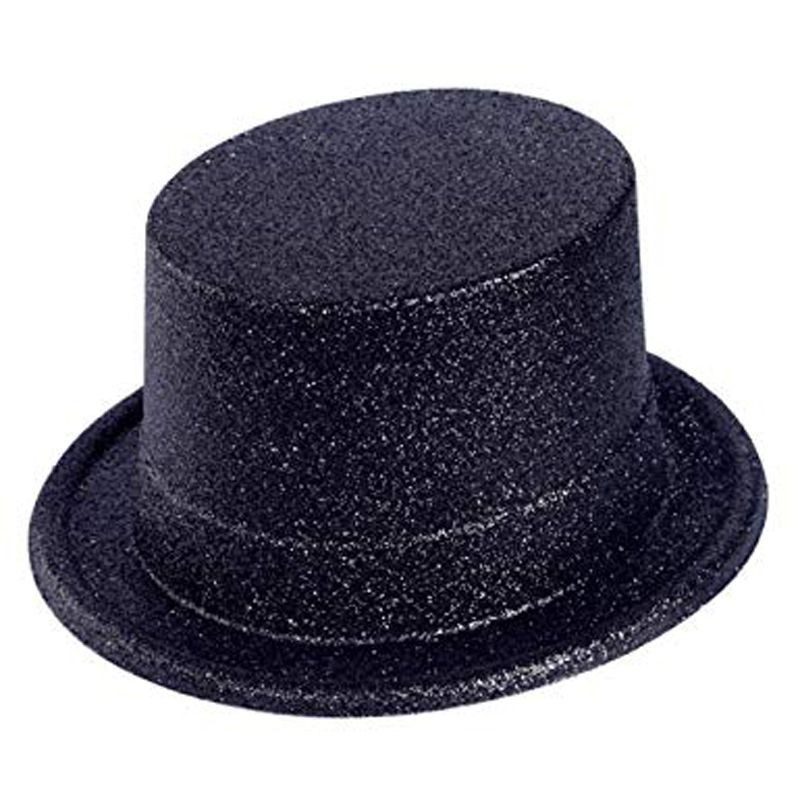Siyah Renk Uzun Plastik Simli Parti Şapkası (Lisinya)