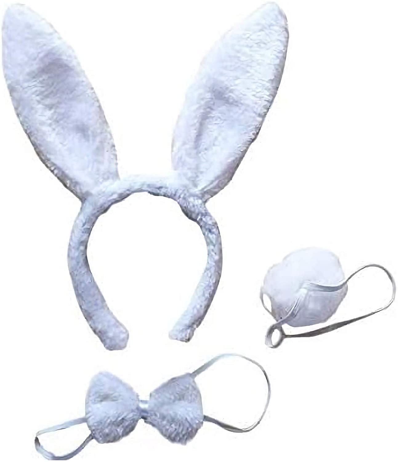 Tavşan Kostüm Seti Taç Papyon Kuyruk Beyaz Renk (Lisinya)