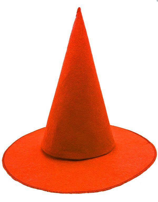 Turuncu Renk Keçe Cadı Şapkası Yetişkin Çocuk Uyumlu 35X38 cm (Lisinya)