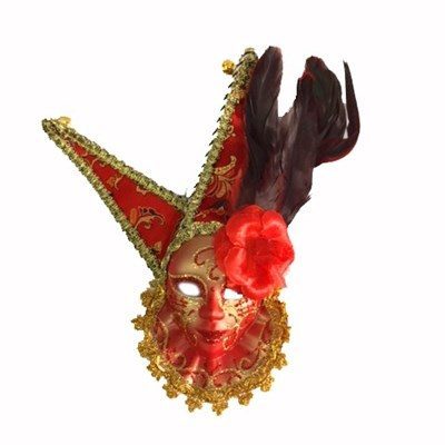 Tüylü Dekoratif Seramaik Maske Kırmızı Renk (Lisinya)