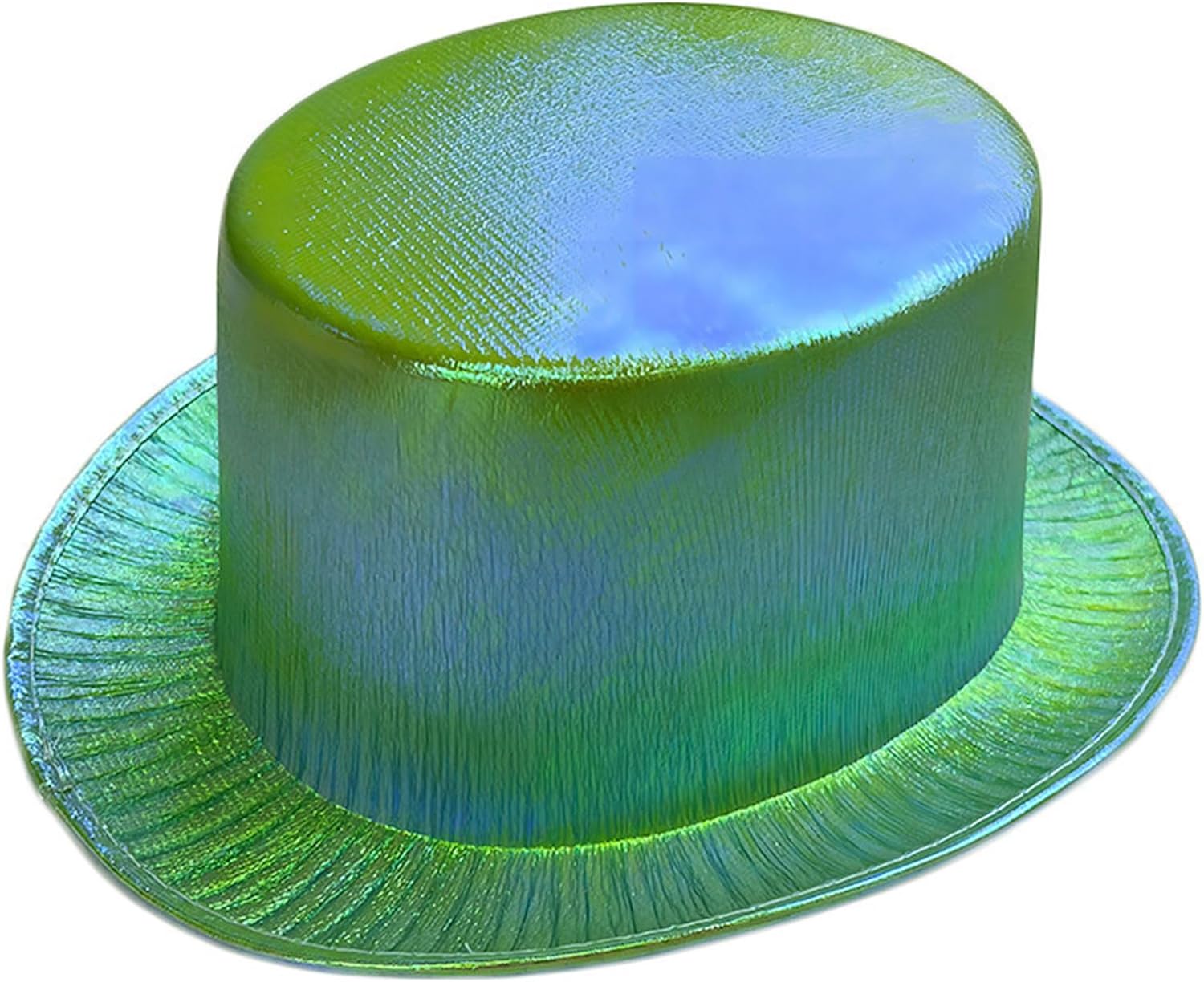 Yeşil Renk Işıltılı Hologram Kumaş Kaplama Fötr Silindir Şapka Yetişkin Boy  (Lisinya)