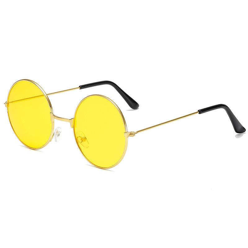 Yuvarlak Cam John Lennon Tarzı Hippi Gold Çerçeveli Sarı Gözlük (Lisinya)