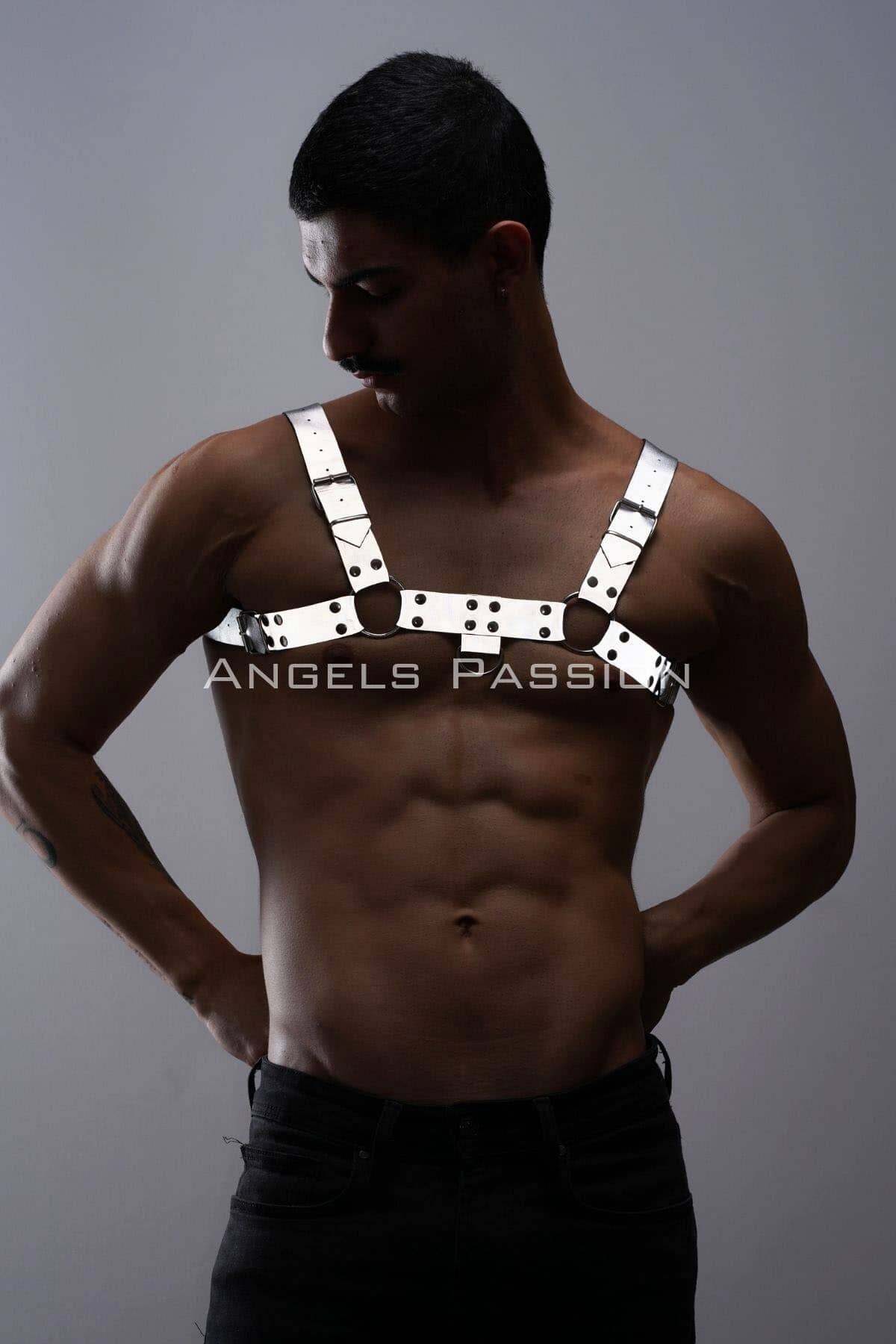 Lisinya41 Karanlıkta ParlayanReflektörlü Erkek Göğüs Harness, Erkek Partywear - Ürün Rengi:Beyaz Reflektör