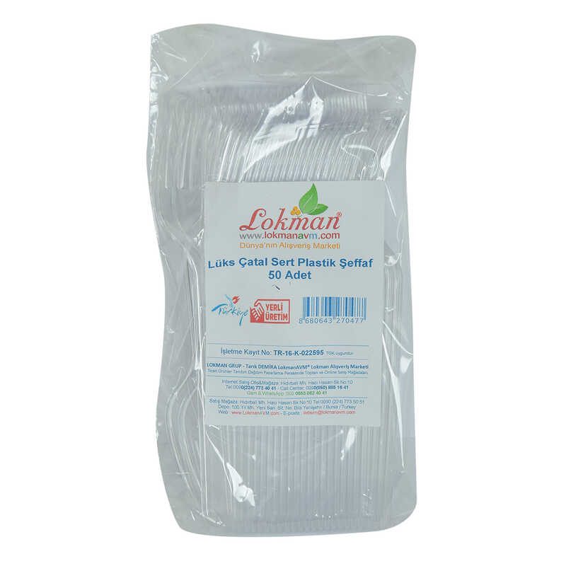 Lisinya214 Lüks Çatal Sert Plastik Şeffaf 50 Adet 1 Paket