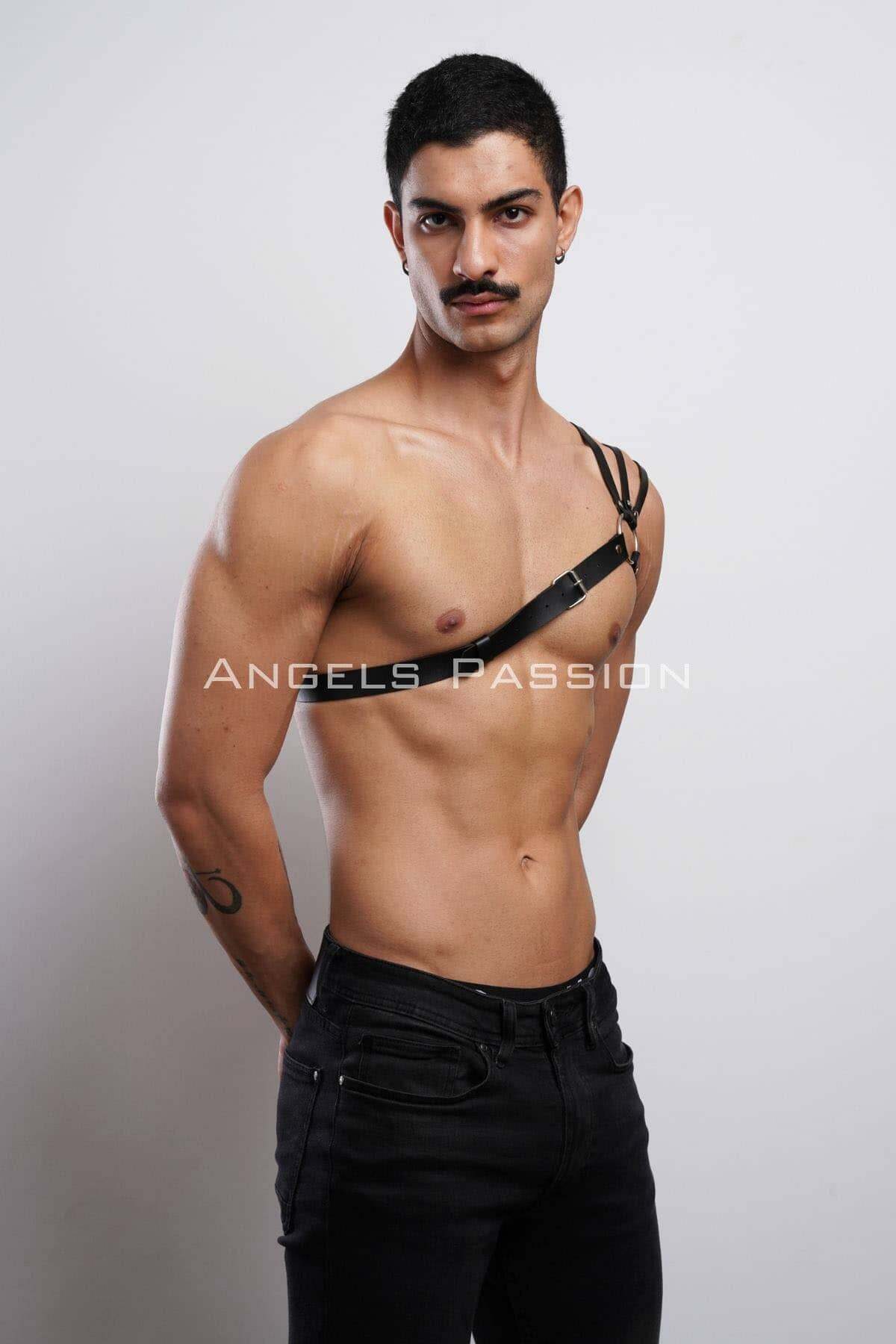Lisinya41 Omuzu Detaylı Şık Erkek Omuz HarnessErkek Göğüs Harness - Ürün Rengi:Siyah
