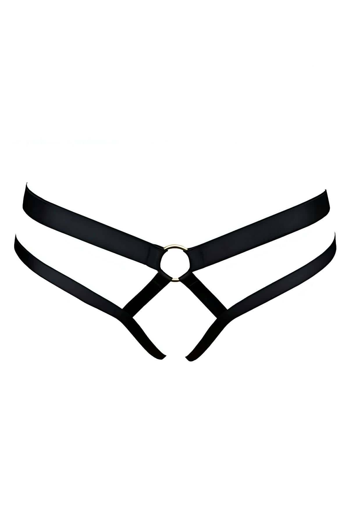 Lisinya41 Özel Bölgesi Açık Seksi Harness String - Ürün Rengi:Siyah