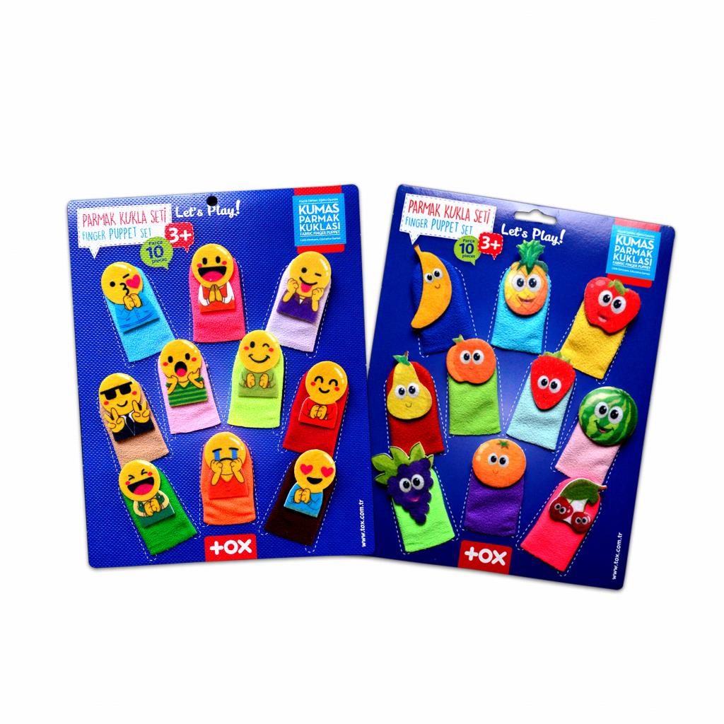 Lisinya247 2 Set - 20 Parça  Emojiler ve Meyveler Parmak Kukla