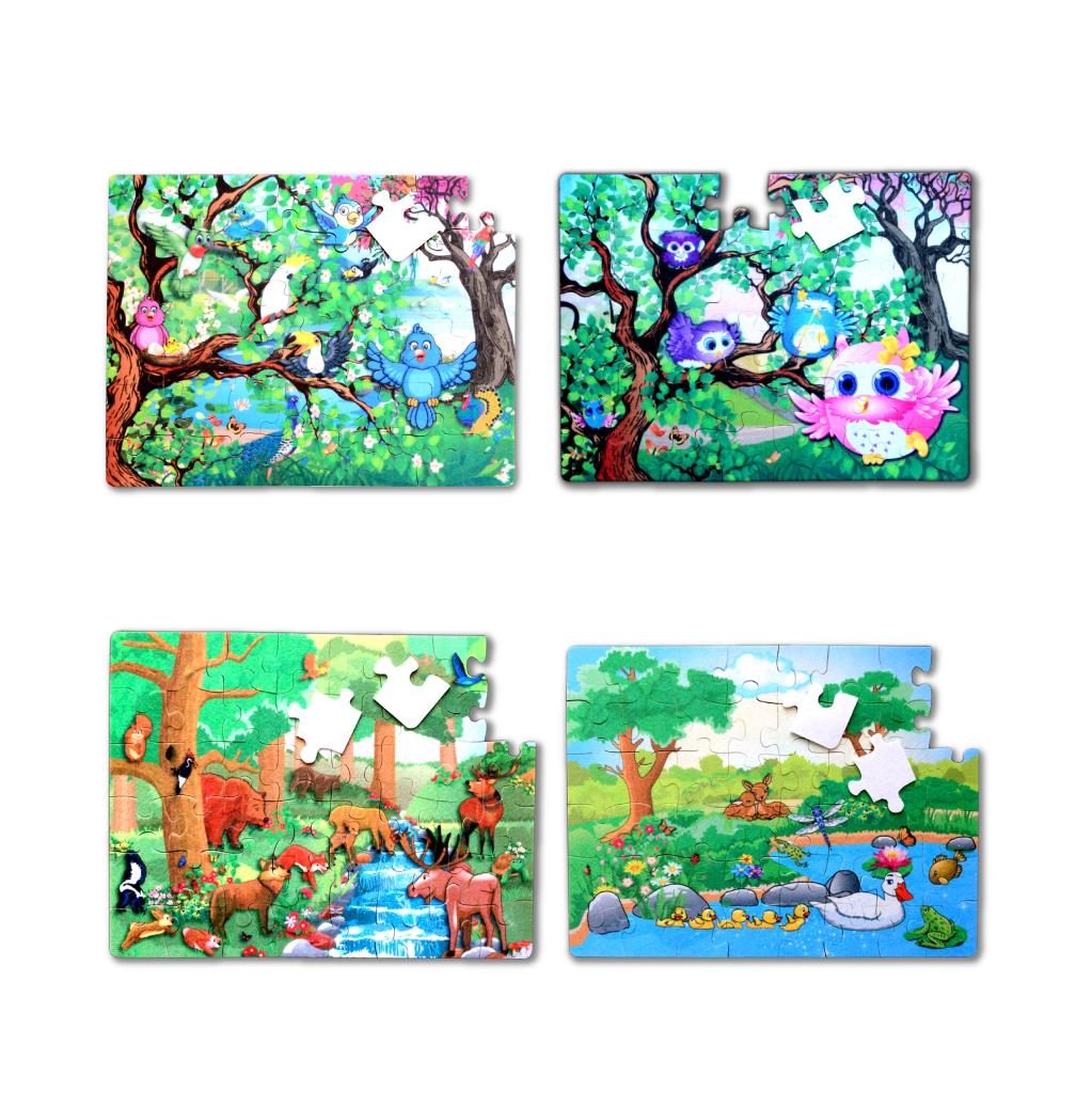 Lisinya247 4 Set - 96 Parça  Orman ve Baykuş 5+ Keçe Yapboz - 5 Yaş Puzzle