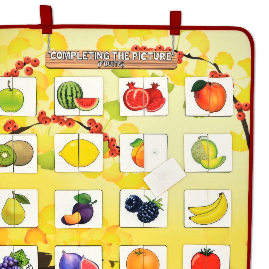 Lisinya247 İngilizce Parça-Bütün Meyveler Eşleştirme Oyunu Keçe Cırtlı Duvar Panosu , Eğitici Oyuncak