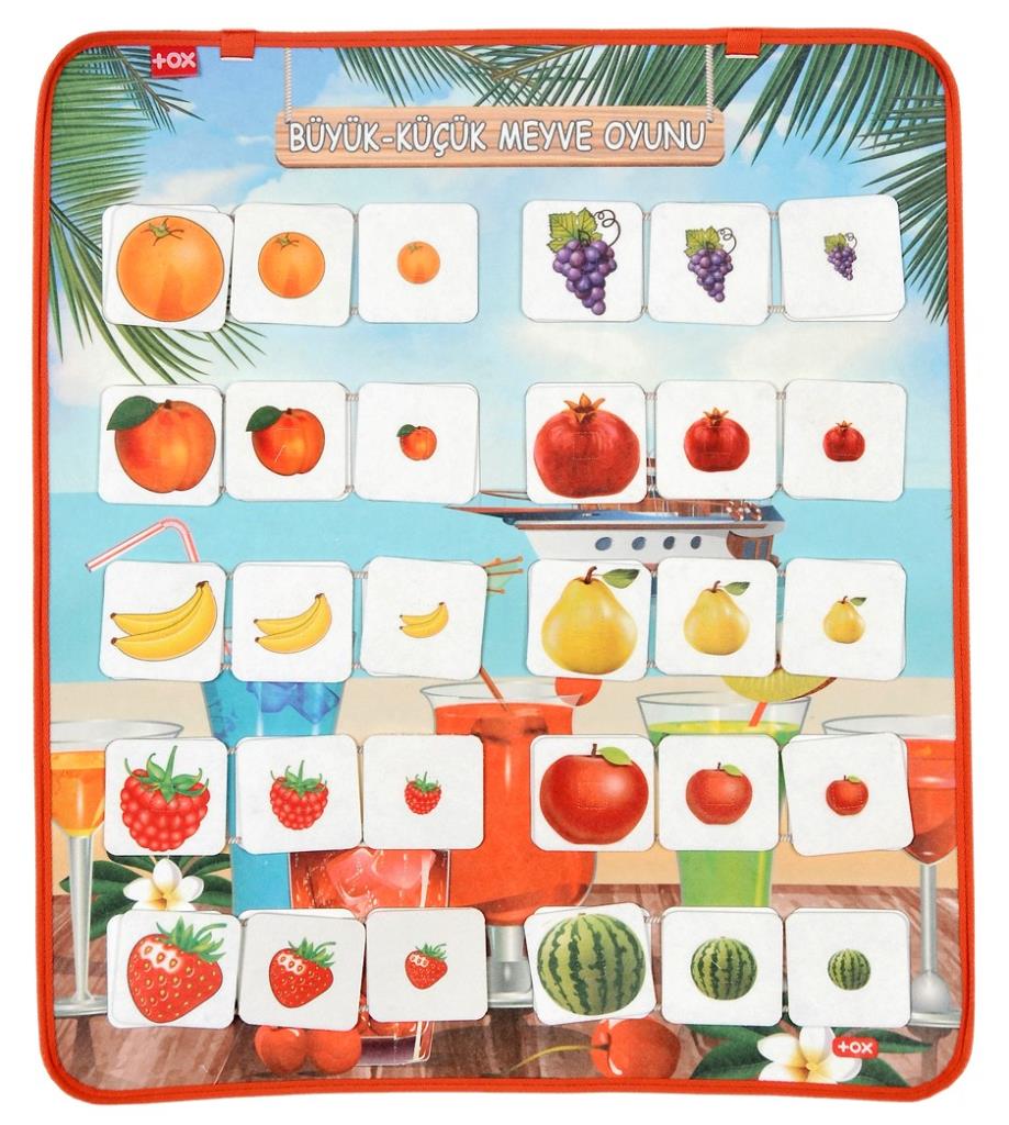 Lisinya247 Büyük - Küçük Meyve Oyunu Keçe Cırtlı Duvar Panosu , Eğitici Oyuncak