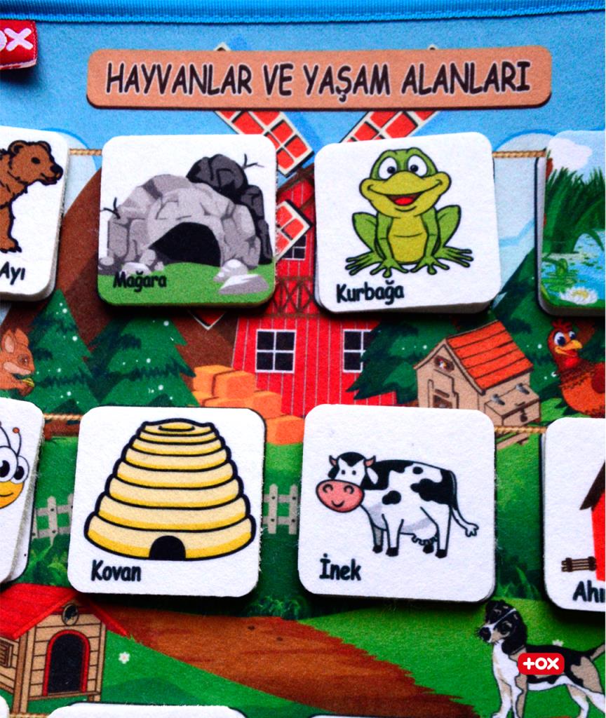 Lisinya247  ( Hayvanlar ve Yaşam Alanları ) Keçe Cırtlı Aktivite Sayfası - Çocuk Etkinlik , Eğitici Oyuncak