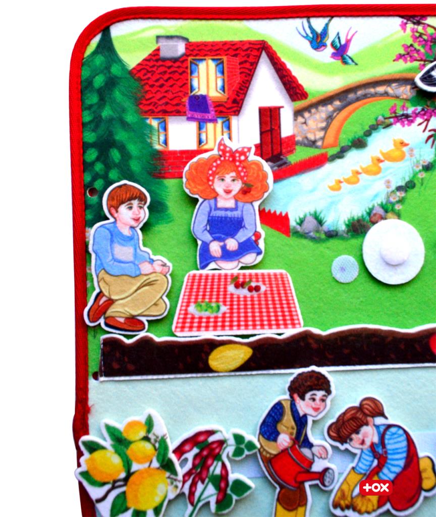 Lisinya247  ( Ilkbahar ) Keçe Cırtlı Aktivite Sayfası - Çocuk Etkinlik , Eğitici Oyuncak