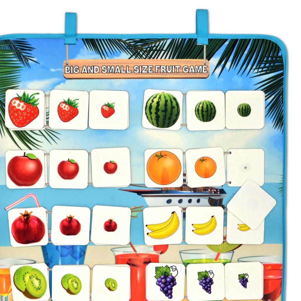 Lisinya247 İngilizce Büyük - Küçük Meyve Oyunu Keçe Cırtlı Duvar Panosu , Eğitici Oyuncak