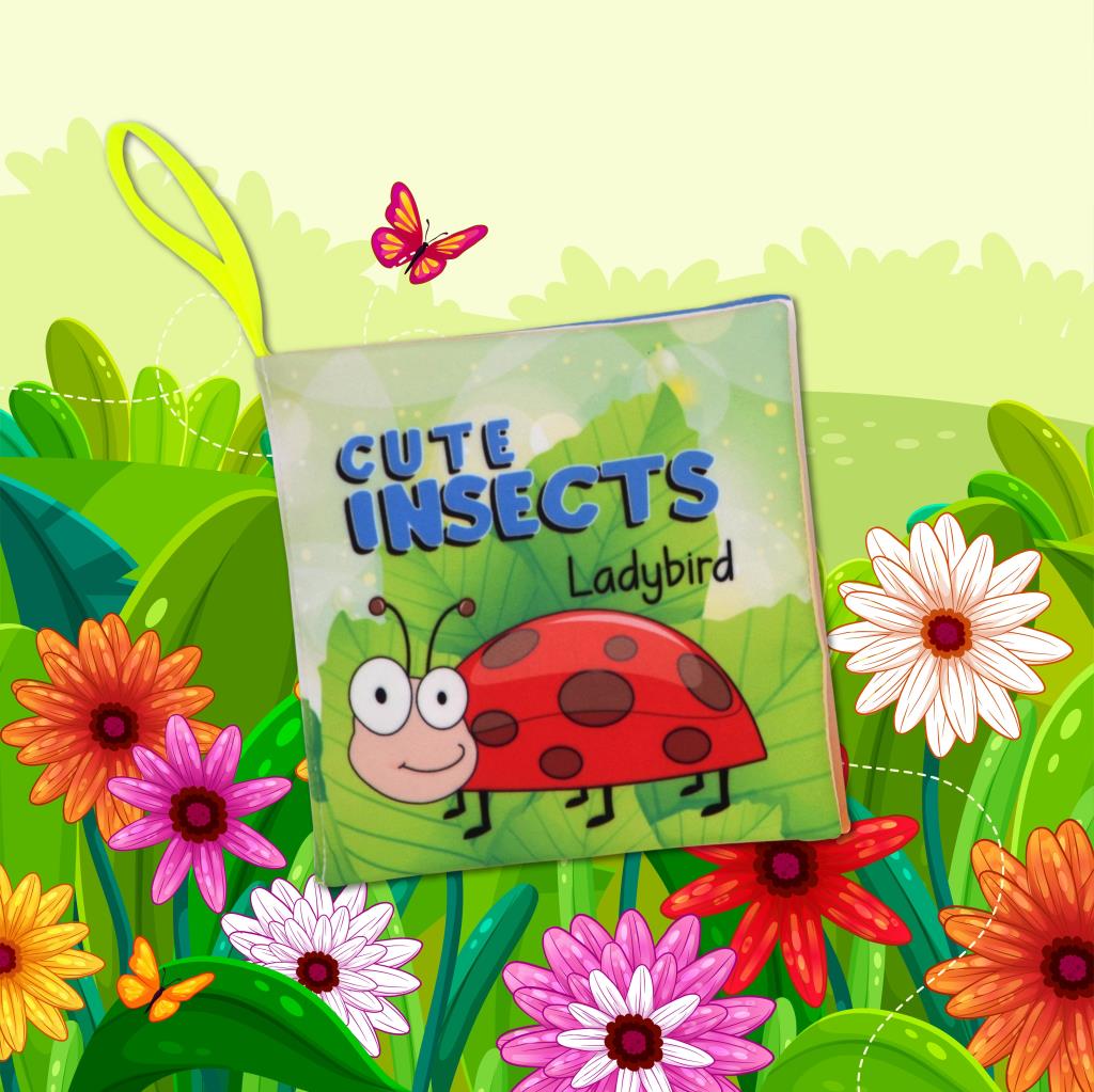 Lisinya247  İngilizce Sevimli Böcekler Kumaş Sessiz Kitap