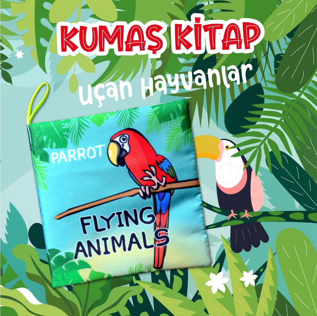 Lisinya247  İngilizce Uçan Hayvanlar Kumaş Sessiz Kitap