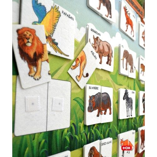 Lisinya247 Parça Bütün Eşleştirme - Vahşi Hayvanlar Keçe Cırtlı Duvar Panosu , Eğitici Oyuncak