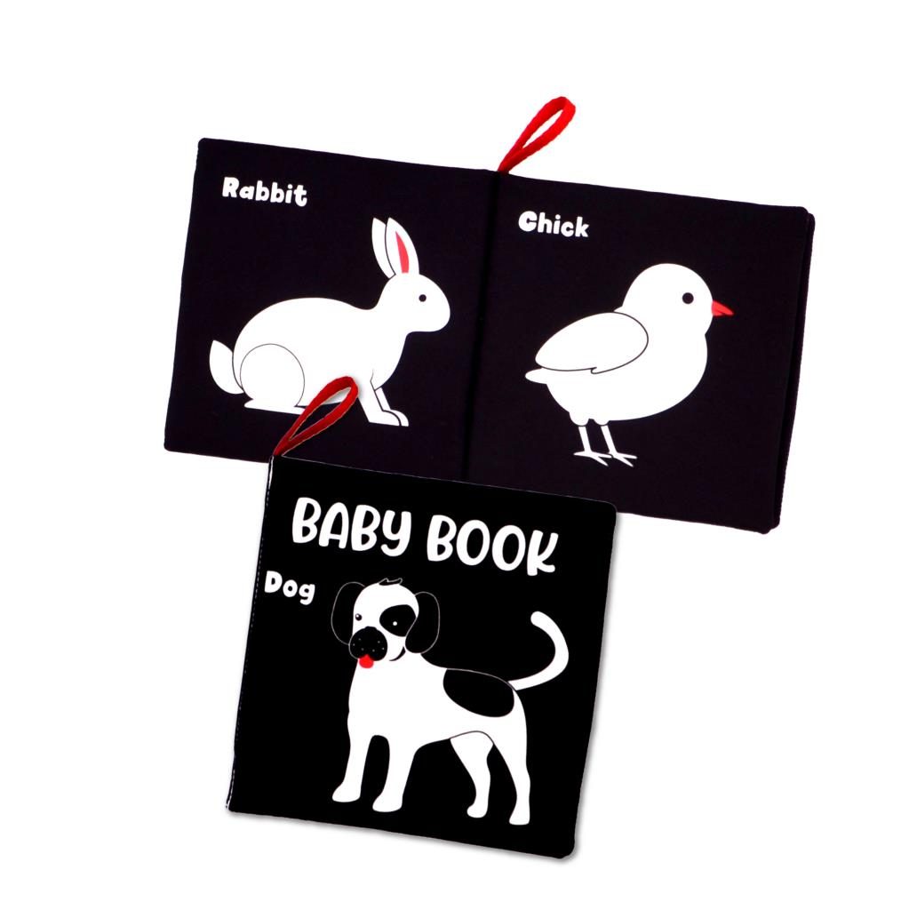 Lisinya247  İngilizce Siyah Beyaz Evcil Hayvanlar Kumaş Sessiz Kitap E496 - Bez Kitap , Eğitici Oyuncak , Yumuşak ve Hışırtılı