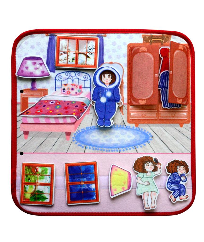 Lisinya247  ( Yatak Odası ) Keçe Cırtlı Aktivite Sayfası - Çocuk Etkinlik , Eğitici Oyuncak