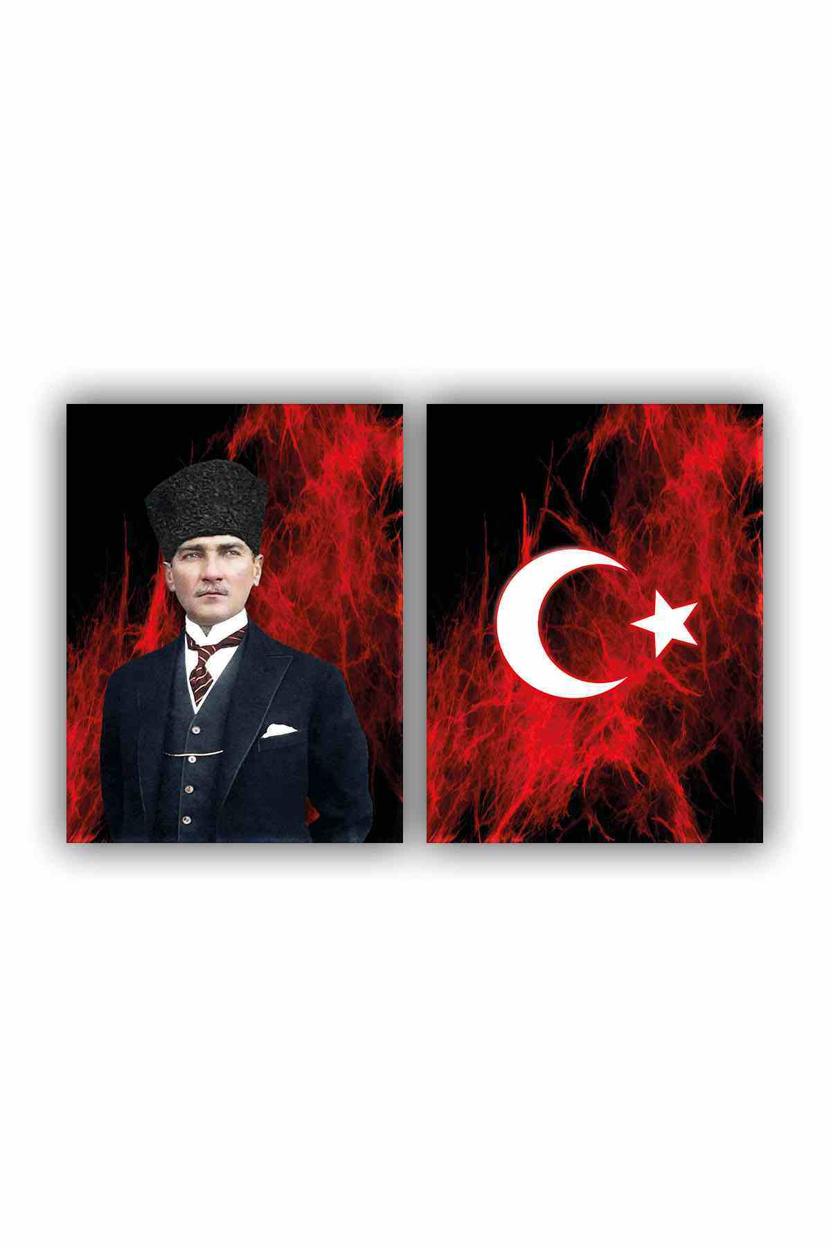 Lisinya104 Atatürk ve Bayrak  Tabloları  (70 x 50) cm