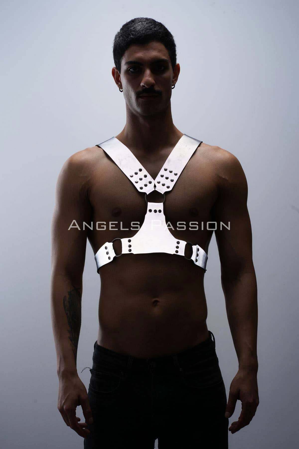 Lisinya41 Reflektörlü (Karanlıkta Parlayan) Gay Fantezi Giyim, Fantazi Erkek Aksesuar, Parti Giyim - Ürün Rengi:Beyaz Reflektör