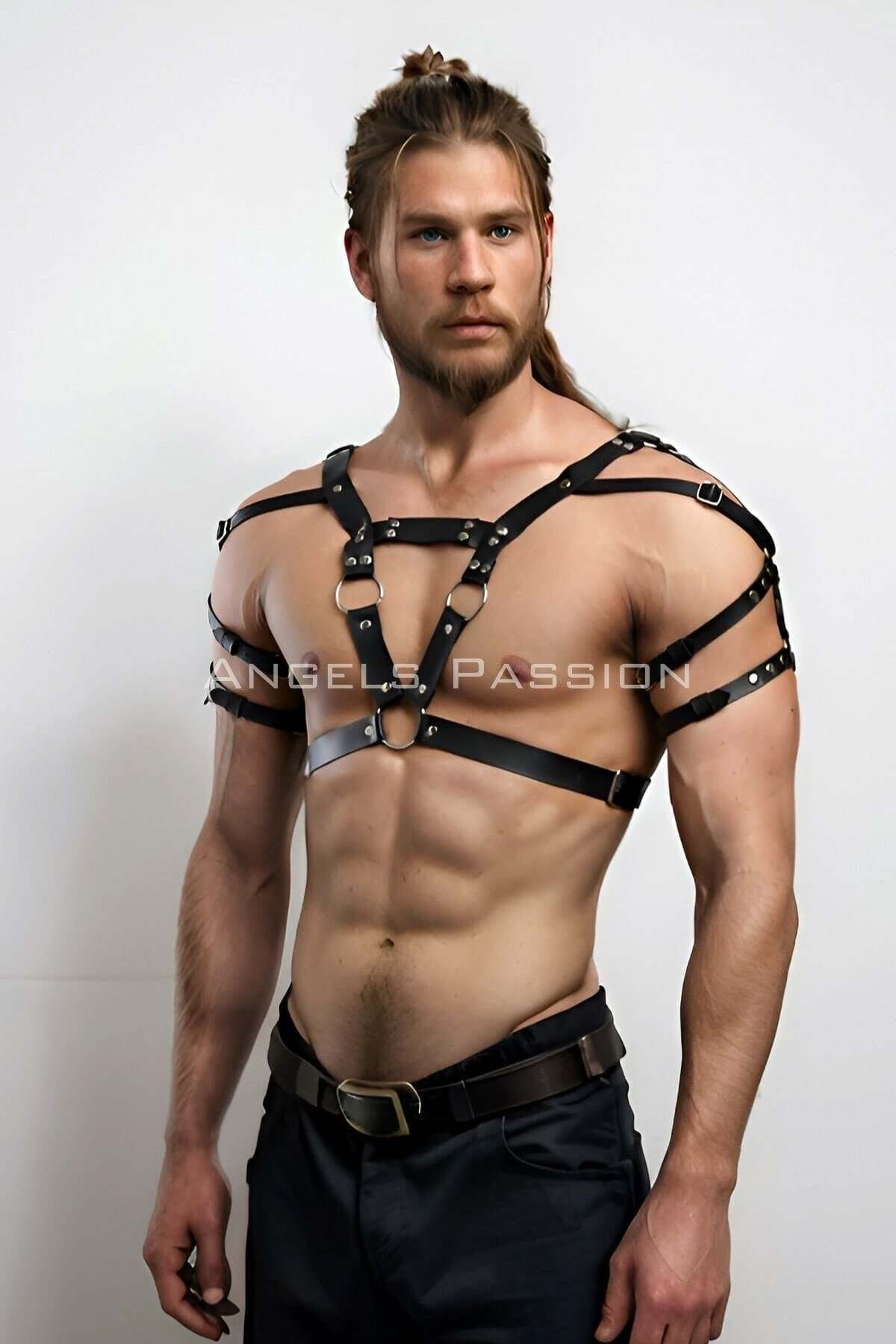 Lisinya41 Savaşçı Viking Erkek Harness, Erkek PartyWear, Viking Cosplay - Ürün Rengi:Siyah