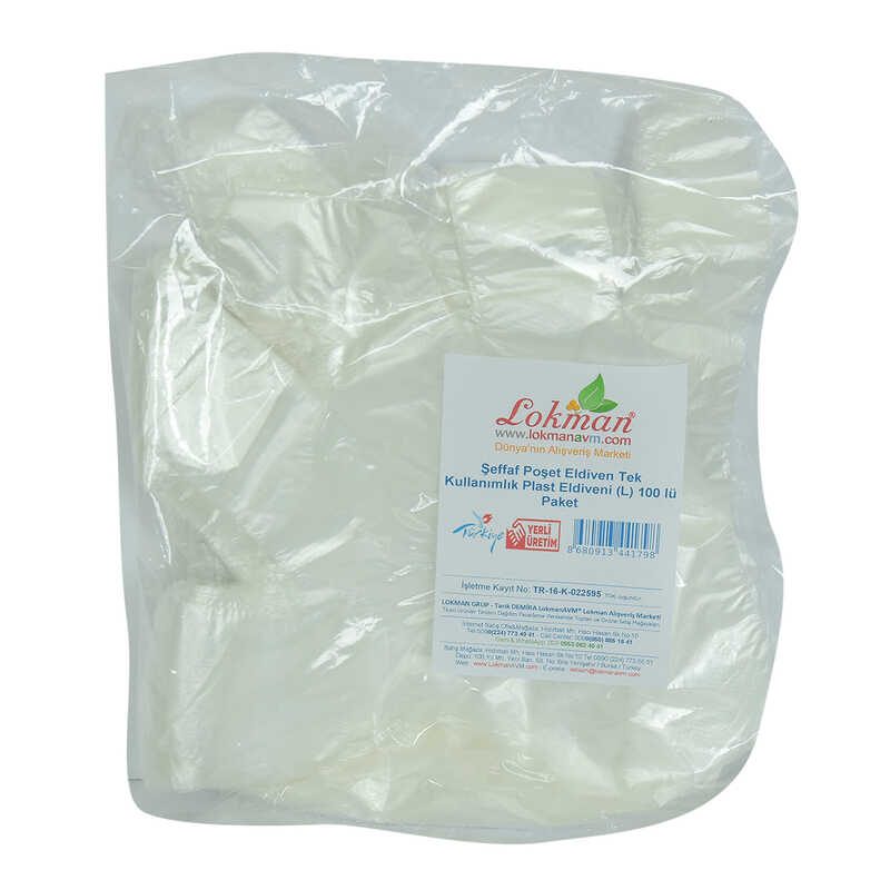 Lisinya214 Şeffaf Poşet Eldiven Tek Kullanımlık Plast Eldiveni (L) 100 lü Paket