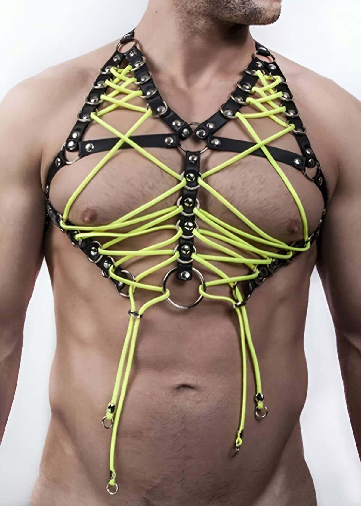 Lisinya41 Seksi Erkek Üst Lastik Harness - Ürün Rengi:Siyah