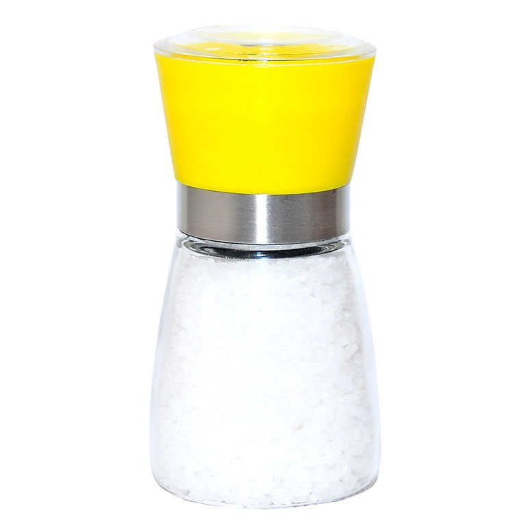 Lisinya214 Tuz Karabiber Cam Değirmeni Sarı + Çankırı Granül Çakıl Doğal Kaya Tuzu 200 Gr