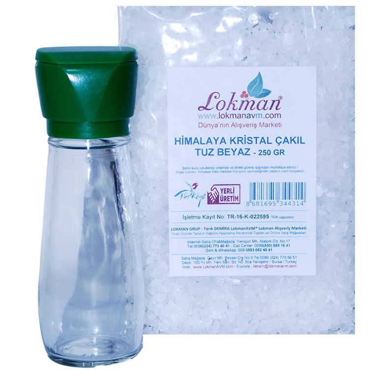Lisinya214 Tuz Karabiber Değirmeni Yeşil + Himalaya Çakıl Tuz Beyaz 250 Gr