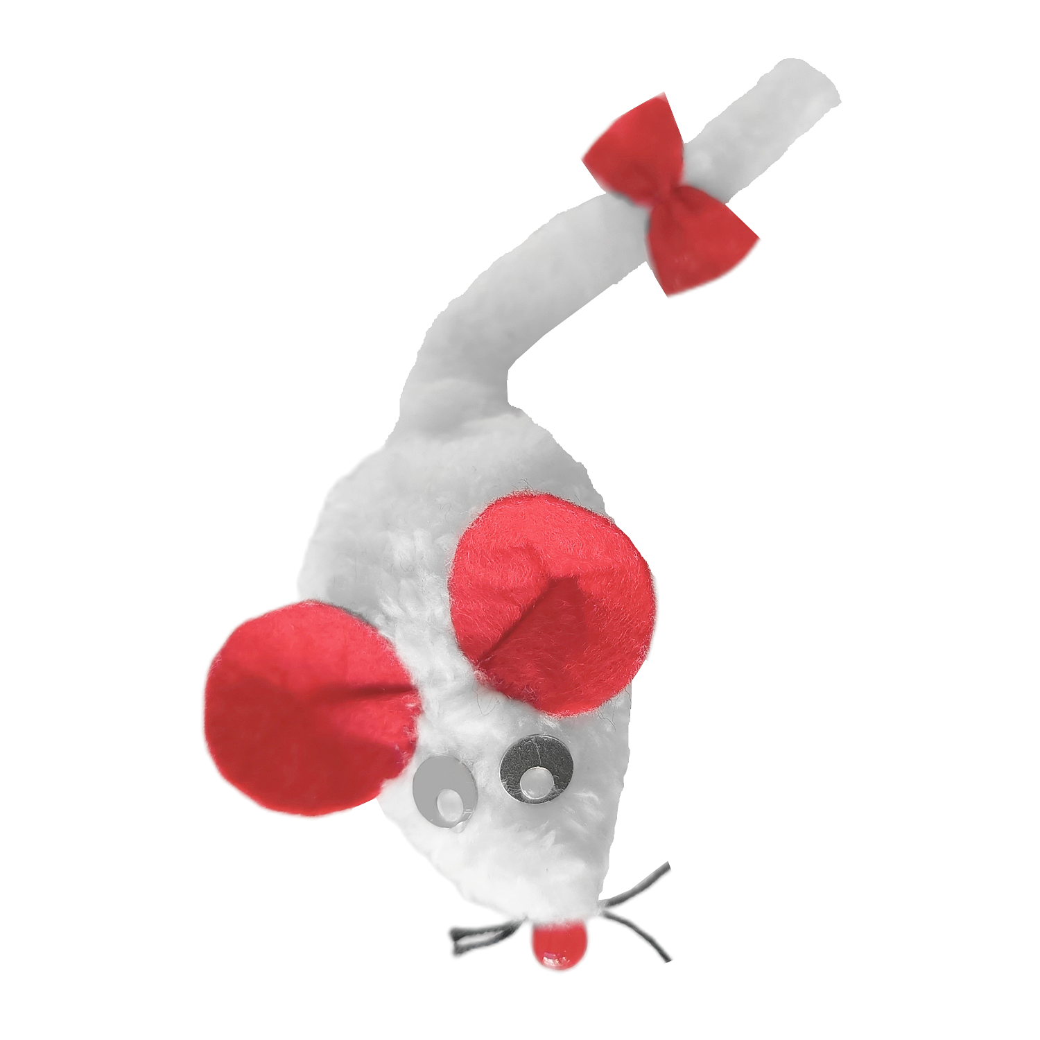 Lisinya205  Kedi Oyuncağı Bıyıklı Peluş Fare 4,5 x 6-15 cm Beyaz