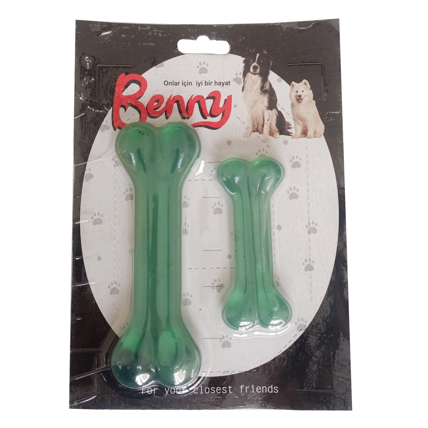 Lisinya205 Benny Köpek Oyuncağı İkili Kemik 9 cm-14 cm Yeşil