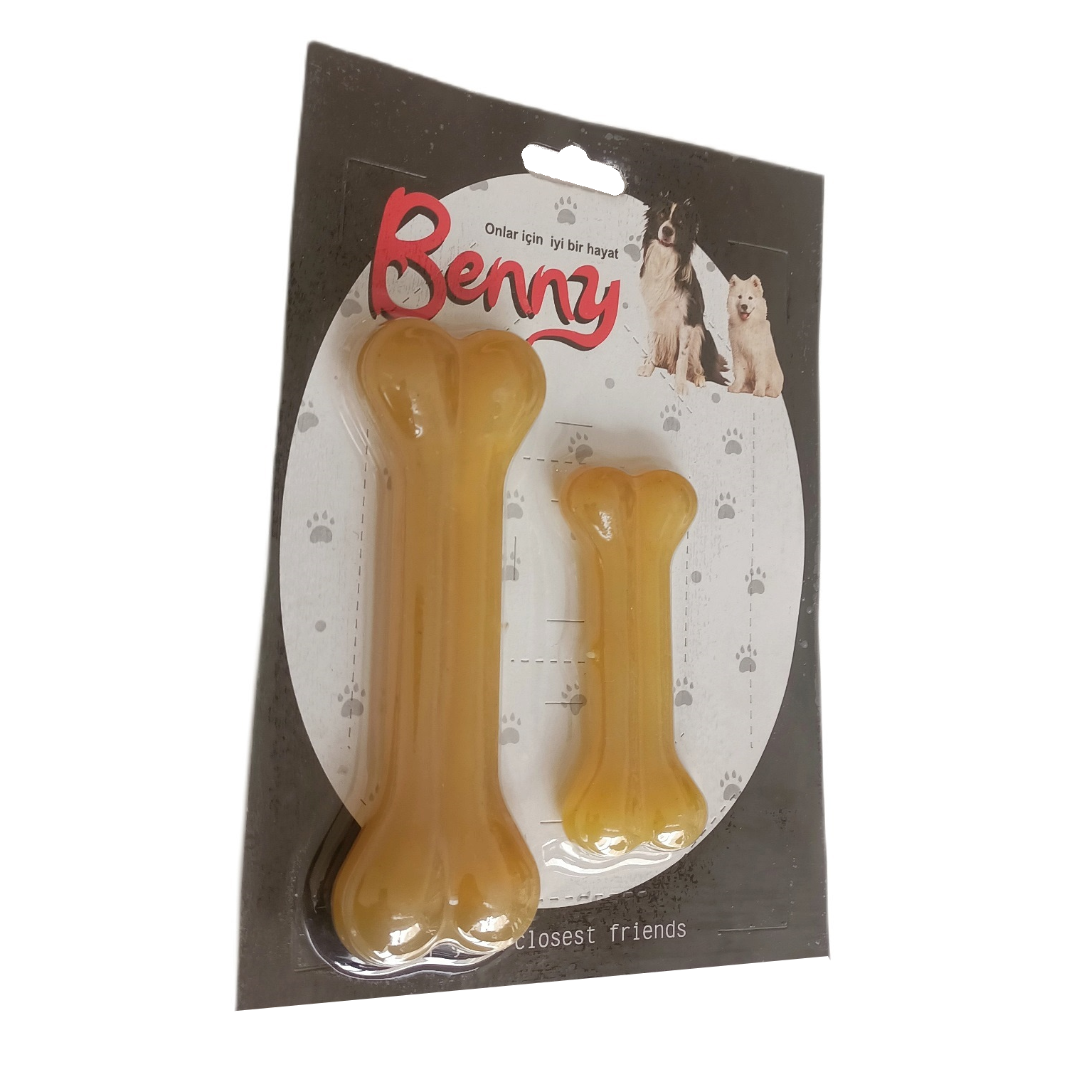 Lisinya205 Benny Köpek Oyuncağı İkili Kemik 9 cm-14 cm Sarı