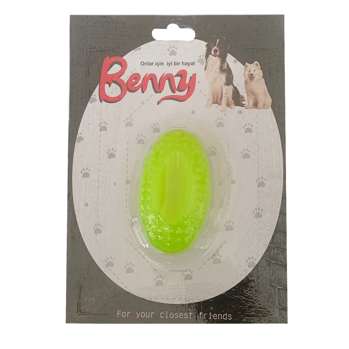 Lisinya205 Benny Köpek Oyuncağı Sert Elips Top 8 x 4.5 cm Neon Yeşil