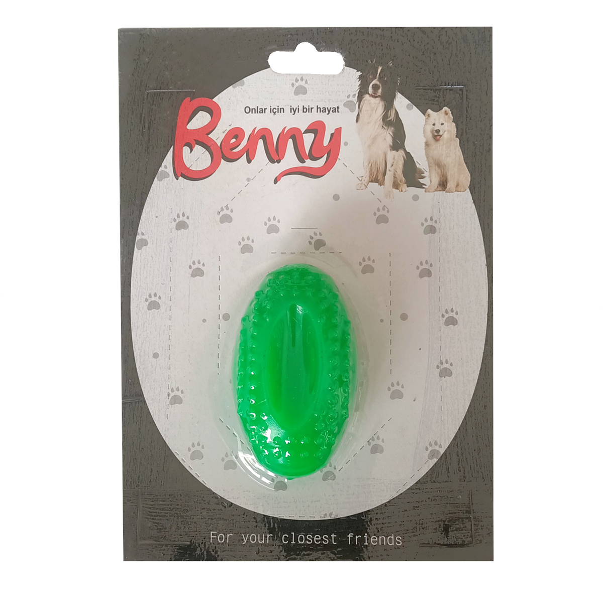 Lisinya205 Benny Köpek Oyuncağı Sert Elips Top 8 x 4.5 cm Yeşil