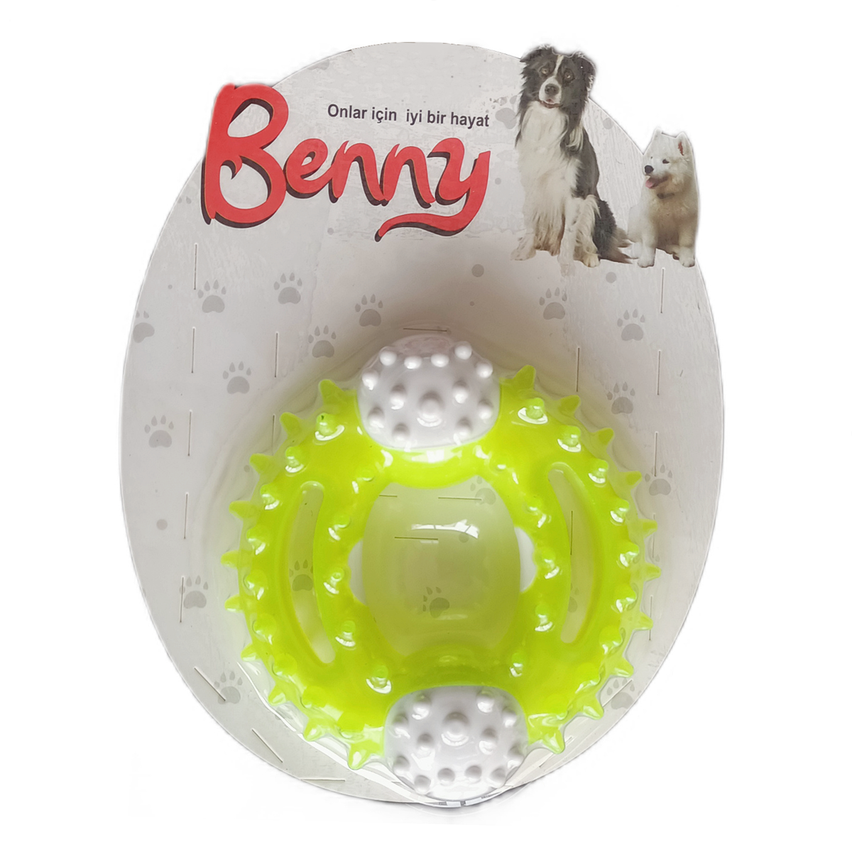 Lisinya205 Benny Diş Kaşıma Köpek Oyuncağı Yuvarlak 9,5 cm Neon Yeşil