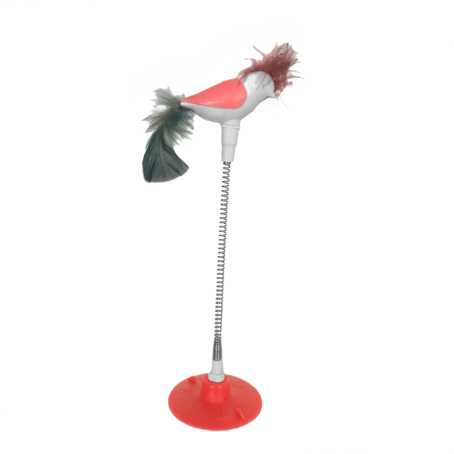 Lisinya205  Vantuzlu Yaylı Kuşlu  Kedi Oyuncağı 30 cm Turuncu