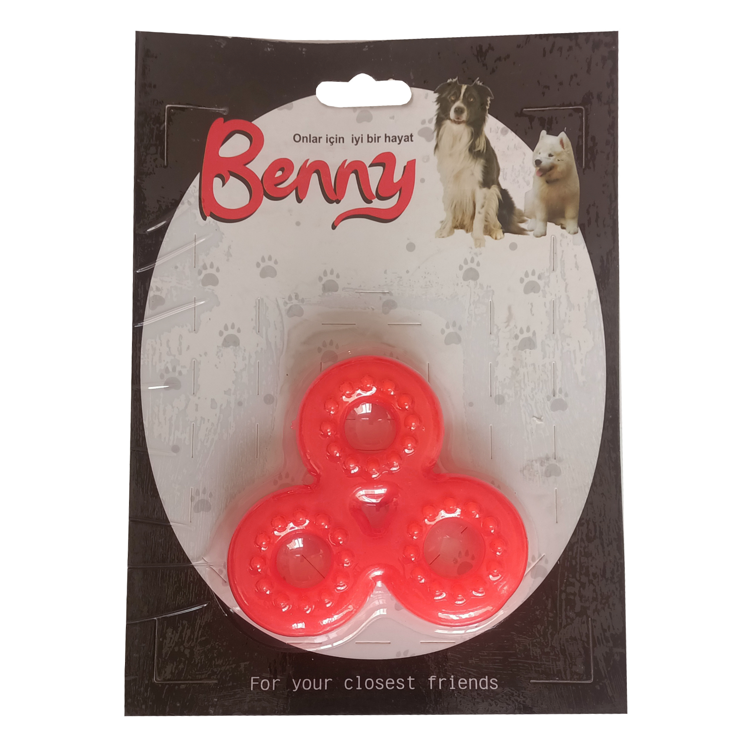 Lisinya205 Benny Köpek Oyuncağı Üçlü Halka 9 x 9 cm Kırmızı