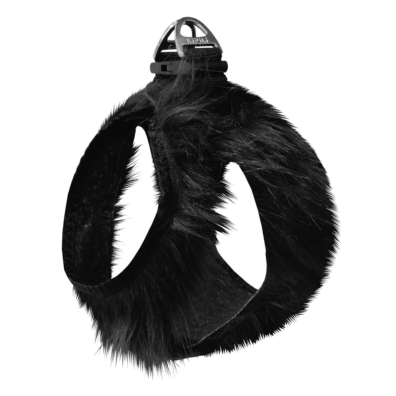 Lisinya205 Üç Kilitli Peluş Kedi Köpek Göğüs Tasması 24-28 cm XX-Small Siyah