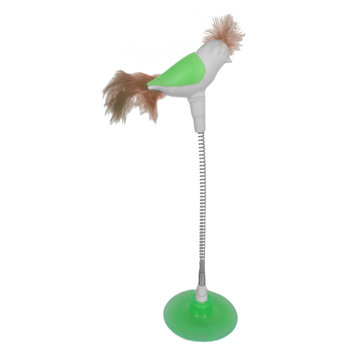 Lisinya205  Vantuzlu Yaylı Kuşlu  Kedi Oyuncağı 30 cm Yeşil