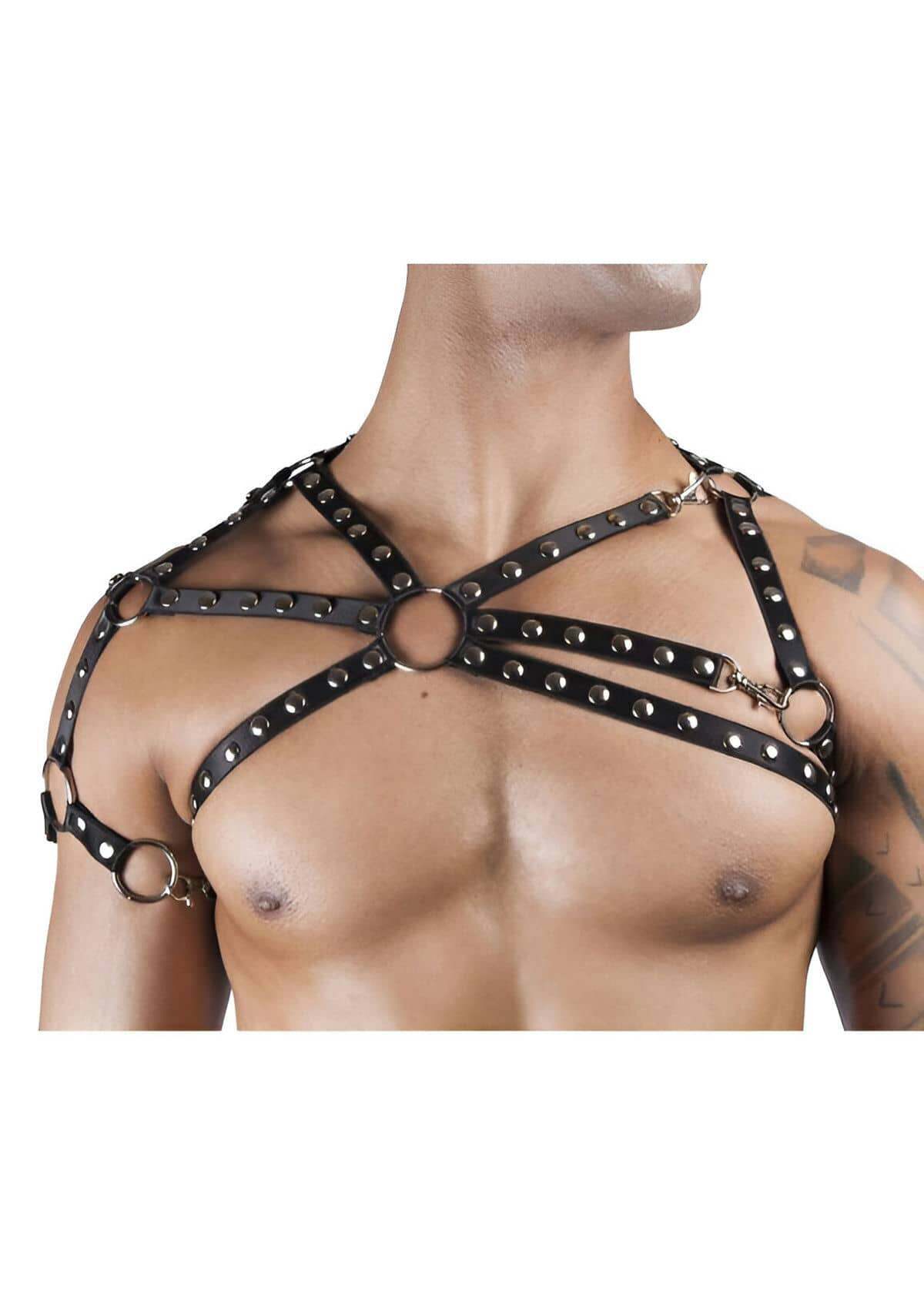 Lisinya41 Zımba Detaylı Seksi Erkek Üst Harness - Ürün Rengi:Siyah