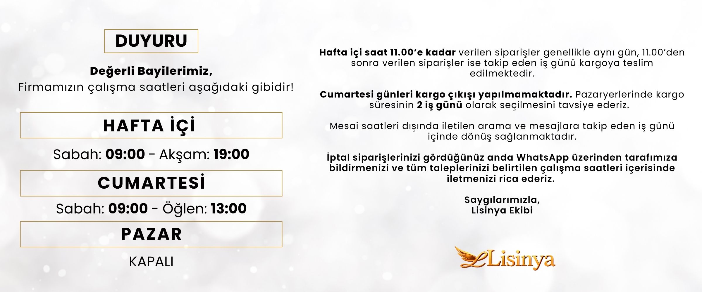 Lisinya Çalışma Saatleri Lisinya Çalışma Saatleri