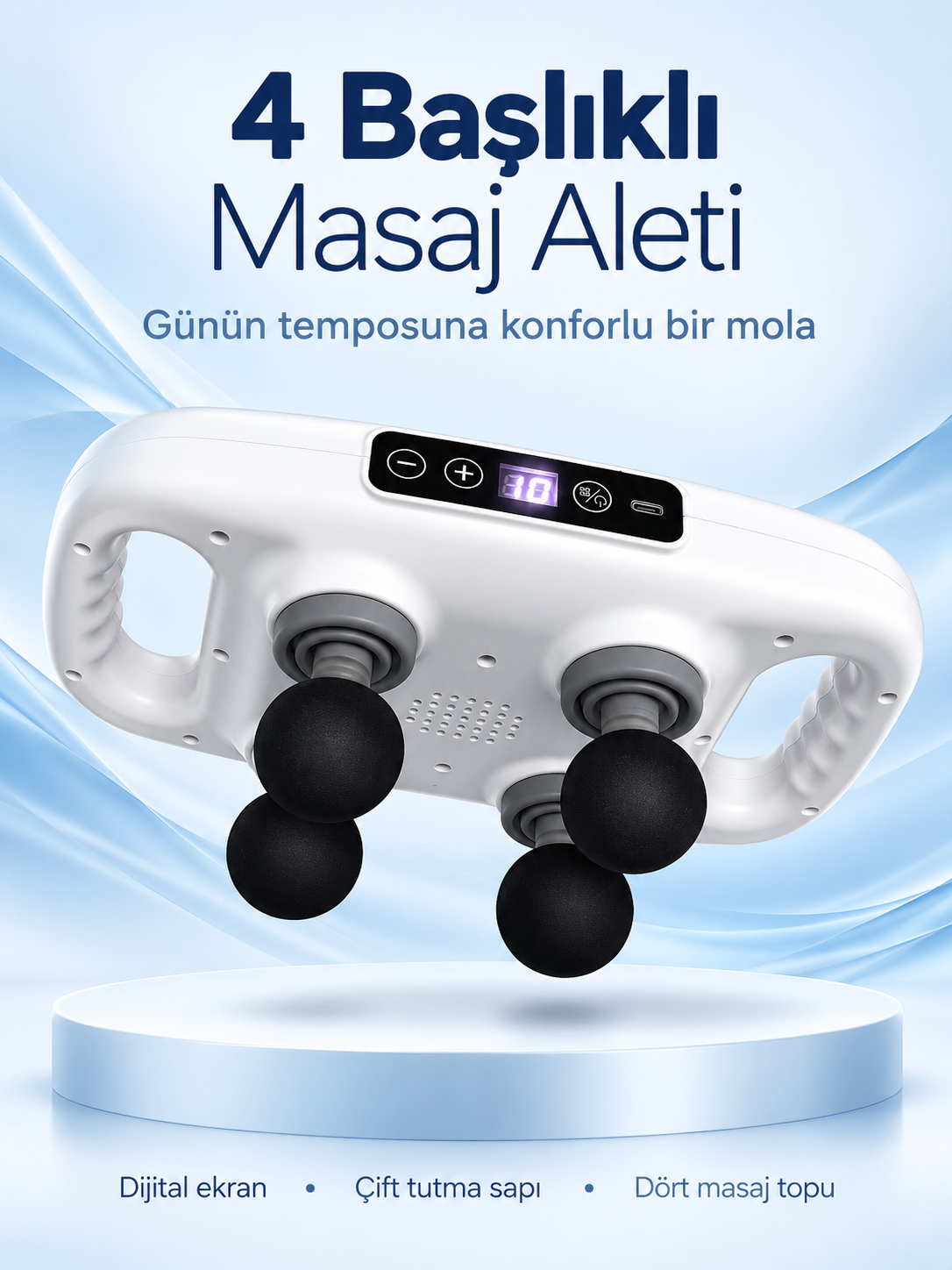 Beyaz 4 Toplu Masaj Aleti Şarjlı ve Dijital Ekranlı Beyaz 4 Toplu Masaj Aleti Şarjlı ve Dijital Ekranlı