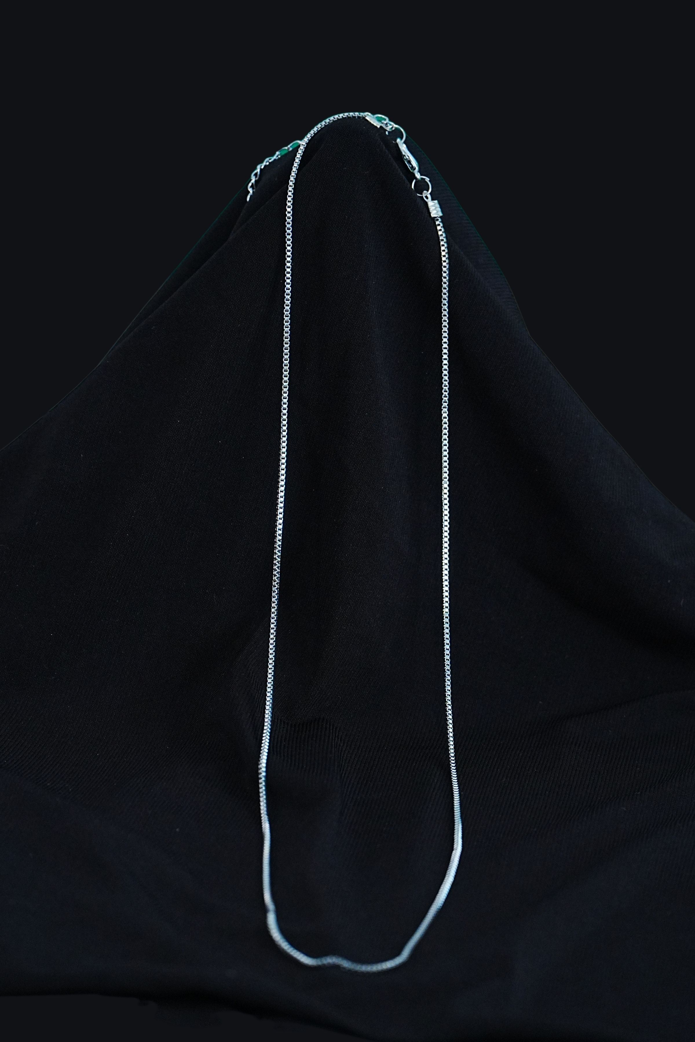 Unisex Tilki Kuyruğu Künye ile Gümüş Kolye Seti